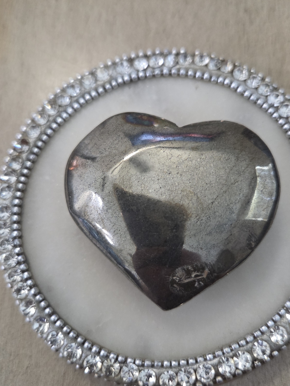 Natural Pyrite Polished Heart Palm Stone #12 New